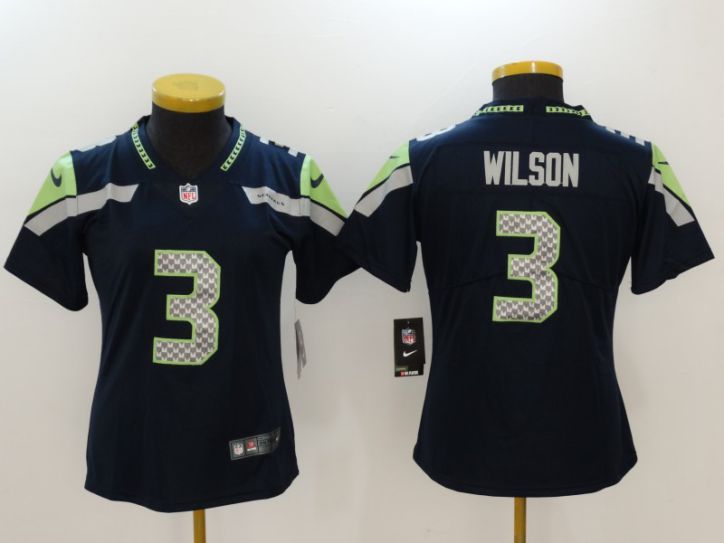 Women Seattle Seahawks 3 Wilson Blue Nike Vapor Untouchable Limited NFL Jerseys